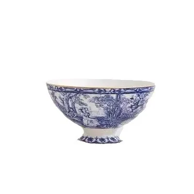 DSA retro blue and white gold-painted bone china exquisite tableware coffee cups and saucers flat plate soup pot fish plate