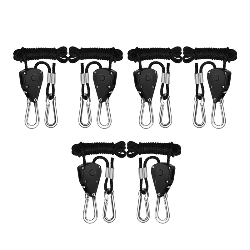 

6PCS Adjustable 1/8Inch Lanyard Hanging For Tent Fan Led Grow Plant Lamp Rope Ratchet Hanger Pulley Lifting Pulley Hook