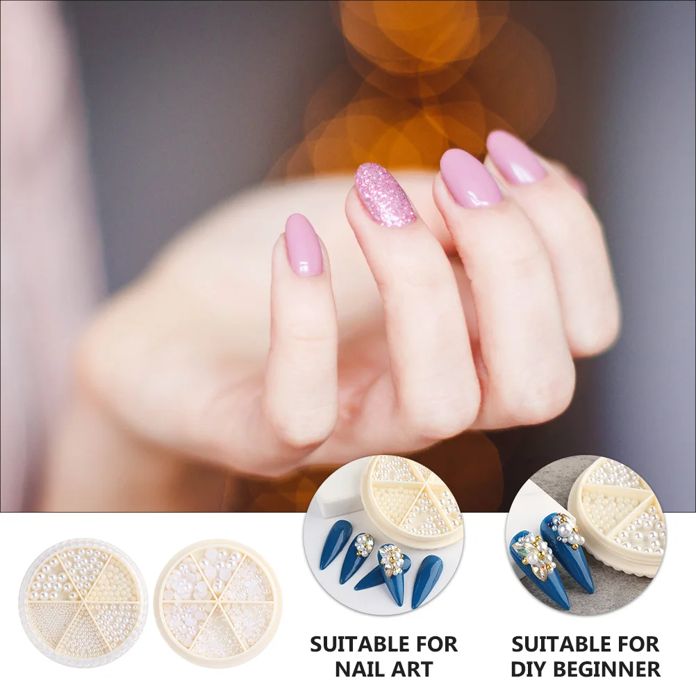 

2 коробки, бусины для дизайна ногтей, искусственный жемчуг, полукруглые круглые DIY маникюрные жемчужные украшения, декор для дизайна ногтей, маникюр, жемчуг