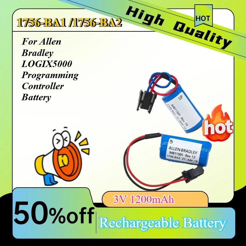 3V 1200mAh 11756-BA2 A-B  L61 PLC /1756-BA1 For Allen Bradley LOGIX5000 Programming Controller Battery