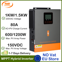 1KW 1.5KW 12V 24V Solar Inverter Built 80A MPPT Solar Charge Controller 220/230V AC Max PV Input 150Vdc Pure Sine Wave Inversor