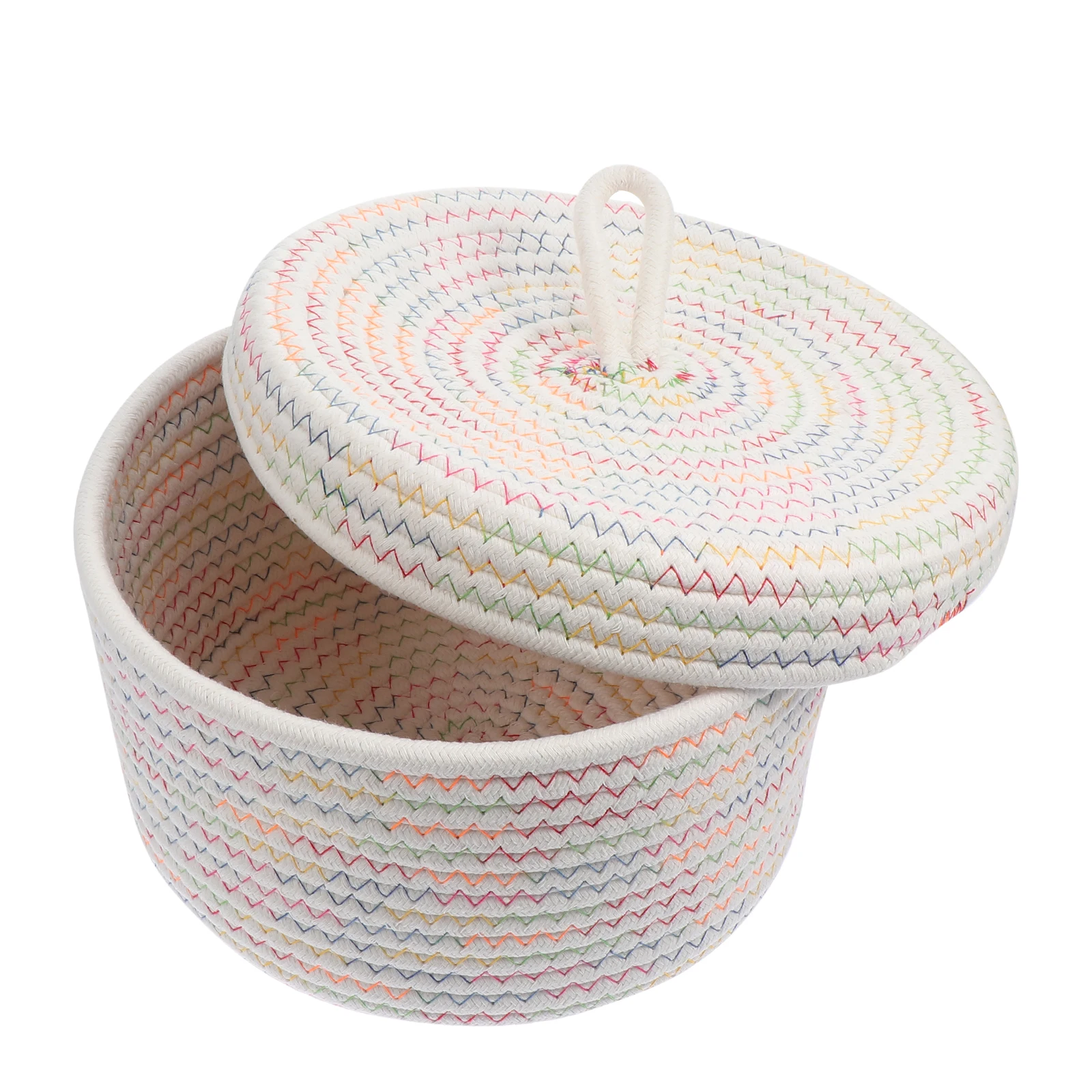 

Cotton Rope Woven Baskets Home Decor ganizer Cotton Woven Basket Desktop Mini Lid Container Kids Room Table Basket