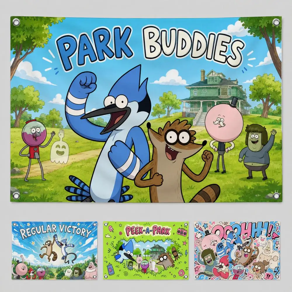 Animation Regular Show Flags Home Yard & Garden Decor Banner - Indoor Outdoor Wall Hanging Flag