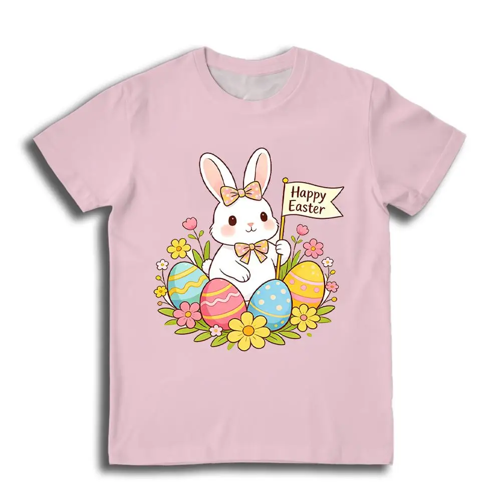 

2026 Spring Cute Easter Bunny Egg Floral T-Shirt Men's And Women's Family Matching Short-Sleeve Tees Easter Party Casual Tops
