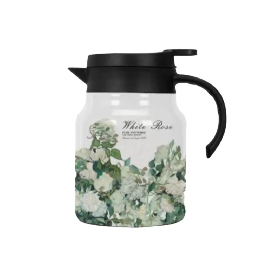 

1000ml Floral Pattern Tea Kettle with Tea Infuser Vintage Thermal Teapot National Style 316 Stainless Steel Insulated Water Pot