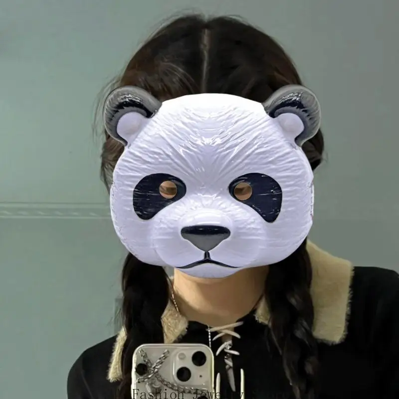 D0UB Full Coverage Panda Mask Premium PVC Construction Halloween Cosplay Essential Accessory