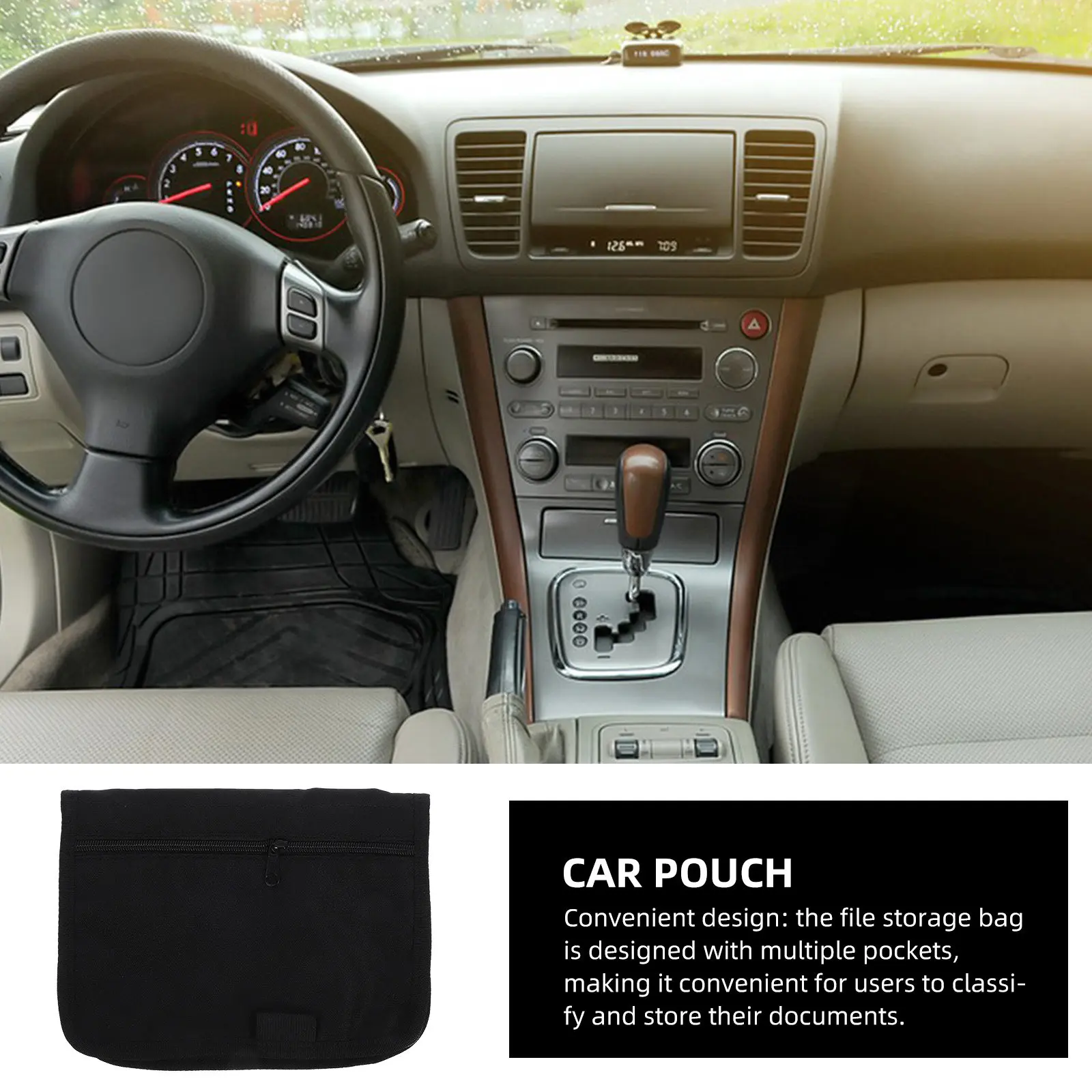 Oxford Cloth Car File Storage Organizer Multi Pocket Portable Owners Manual Holder Compact Car Storage Pouch Vehicle Document