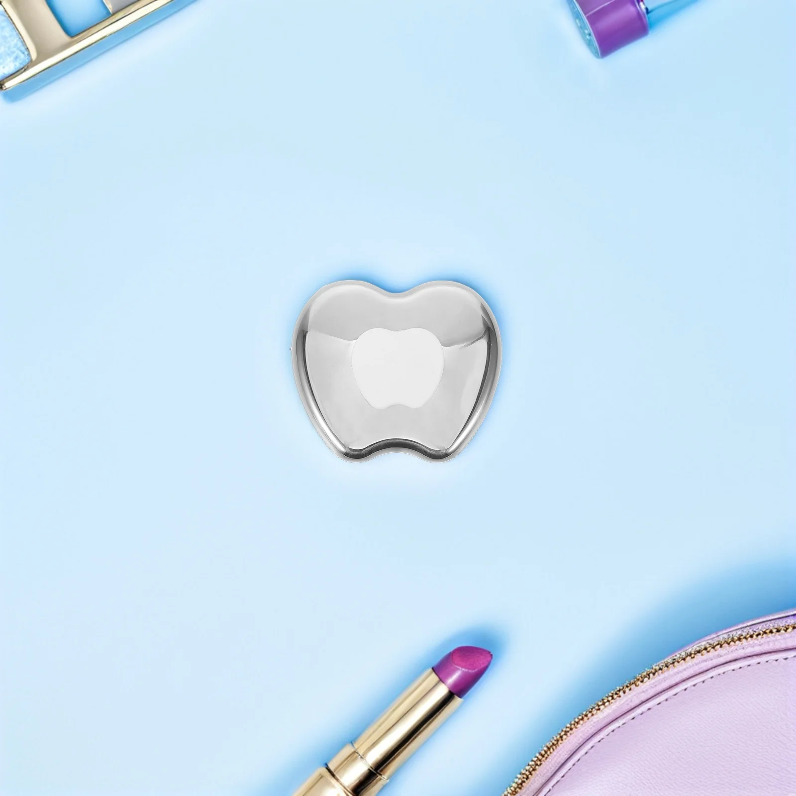 Stainless Steel Guasha Facial Massager Apple Shape Ergonomic Design Portable Face Scraping Board for Puffiness Reduction and