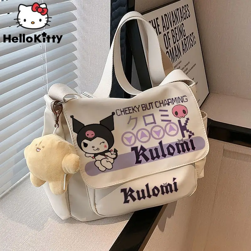 SANRIO กระเป๋าสะพายข้างลายการ์ตูน Kuromi กะโหลกผู้หญิง, กระเป๋าถือสไตล์ฮาโลวีนกระเป๋าสะพายไหล่ของเด็กผู้หญิงความจุมาก Y2k อะนิเมะ Cinnamoroll