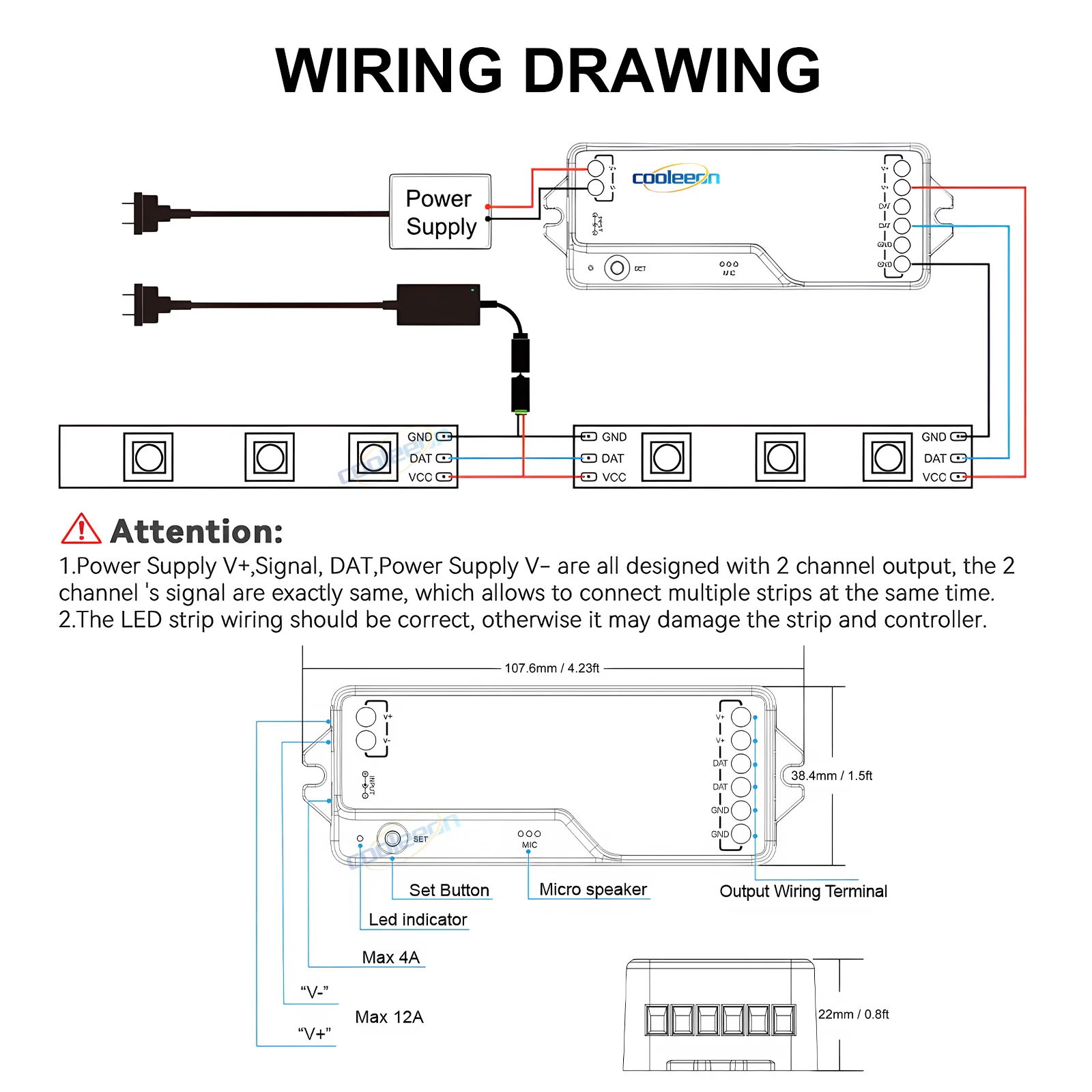 Imagem -03 - Tuya Wifi Endereçável Controlador Led Ws2814 Ws2811 Ws2812b Spi Rgbwic Rgbic Led Strip Dimmer Controlador Led 524v Pixel Strip