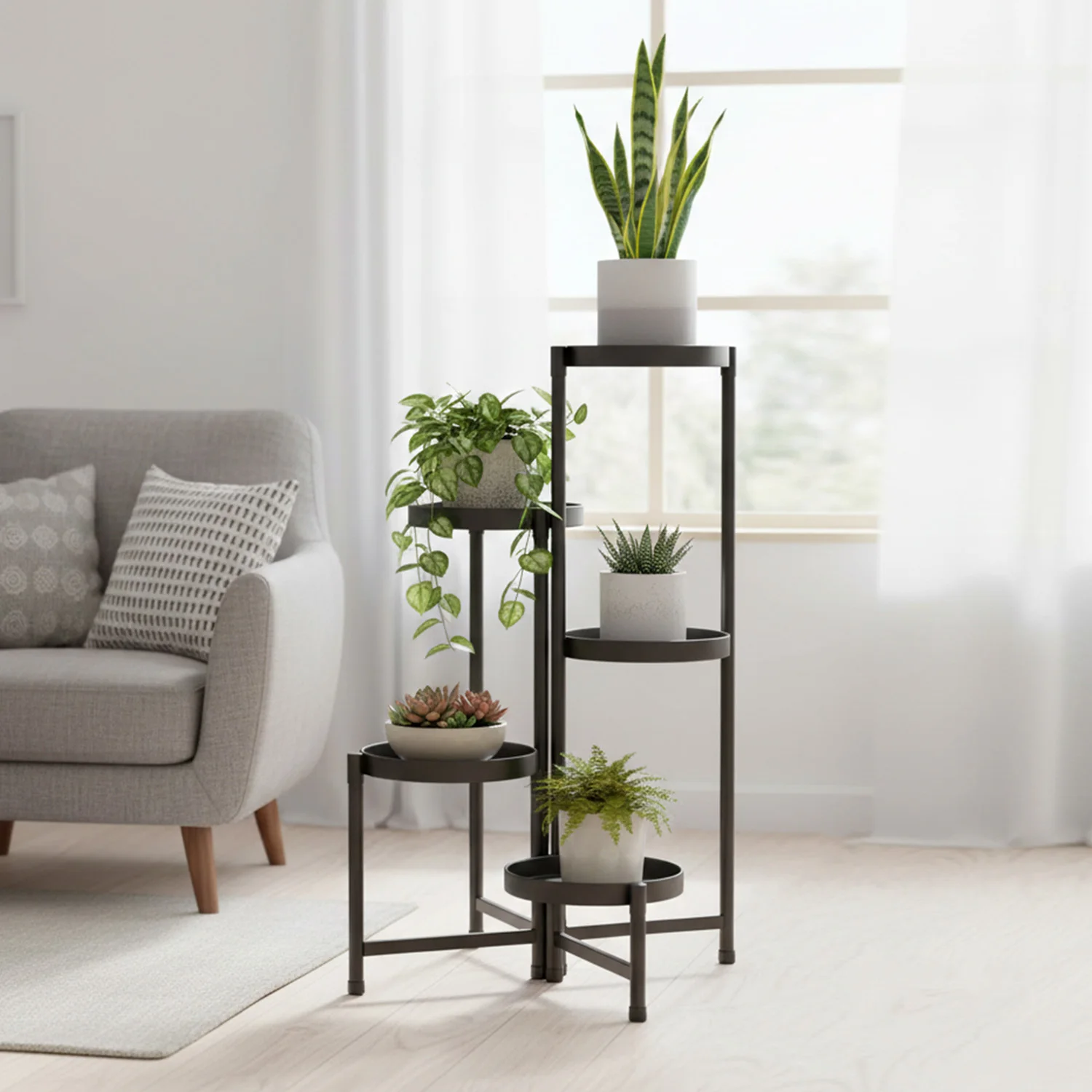 Mehrstöckiger Multifunktionaler Pflanzenständer, Blumentopfhalter, Robust und Verstellbar, Geeignet für Verschiedene Standorte wie Innenräume, Balkone und Gärten. – Detail 4