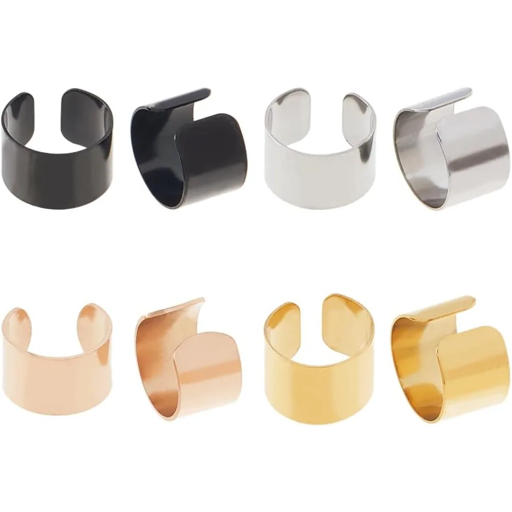 8 Stück Edelstahl-Ohrmanschetten, 9 mm, Ohrclip, Helix, Knorpel, Clip auf Wrap, Punk-Ohrringe, verstellbare, nicht durchdringende Ohrringe, Punk
