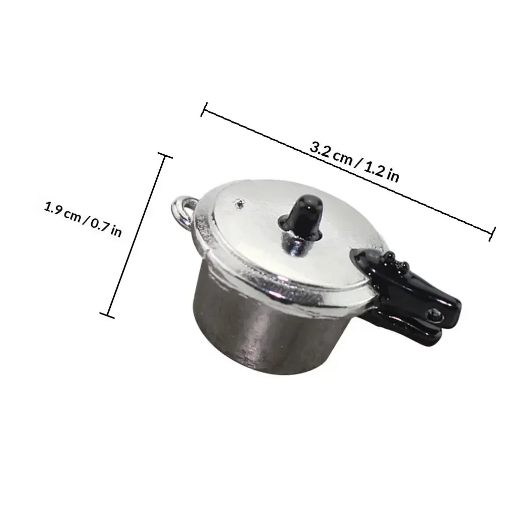 Miniature Alloy Pressure Cooker Model, Simulation Kitchenware for Dollhouse Kitchen Scene Decor Props