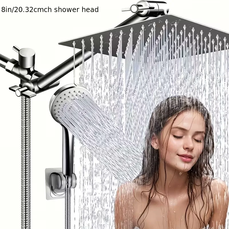 

Shower Head, 8/10 Inch High Pressure Rainfall Shower Head/Handheld Shower Combo With 11 Inch Extension Arm