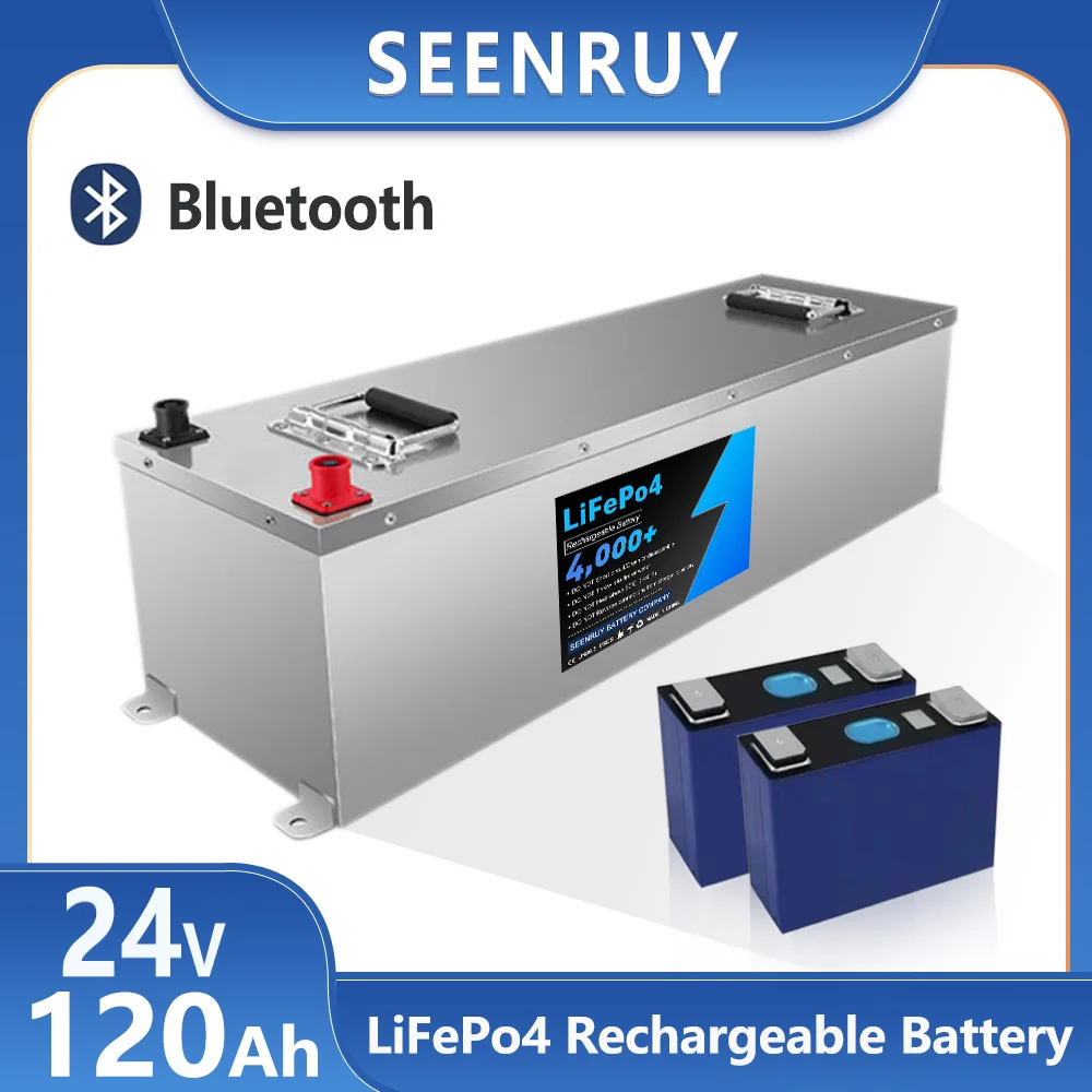 24v 120AH LiFepo4 Battery Pack Lithium Iron Phosphate Deep Cycle Optional Bluetooth BMS  Perfect for RV Yacht