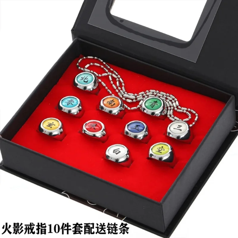 10 Style hotage Akatsuki cosplay rings anime model toys Sasori Itachi Hidan Deidara Pein accessories Itachi ninjaas ring pendant