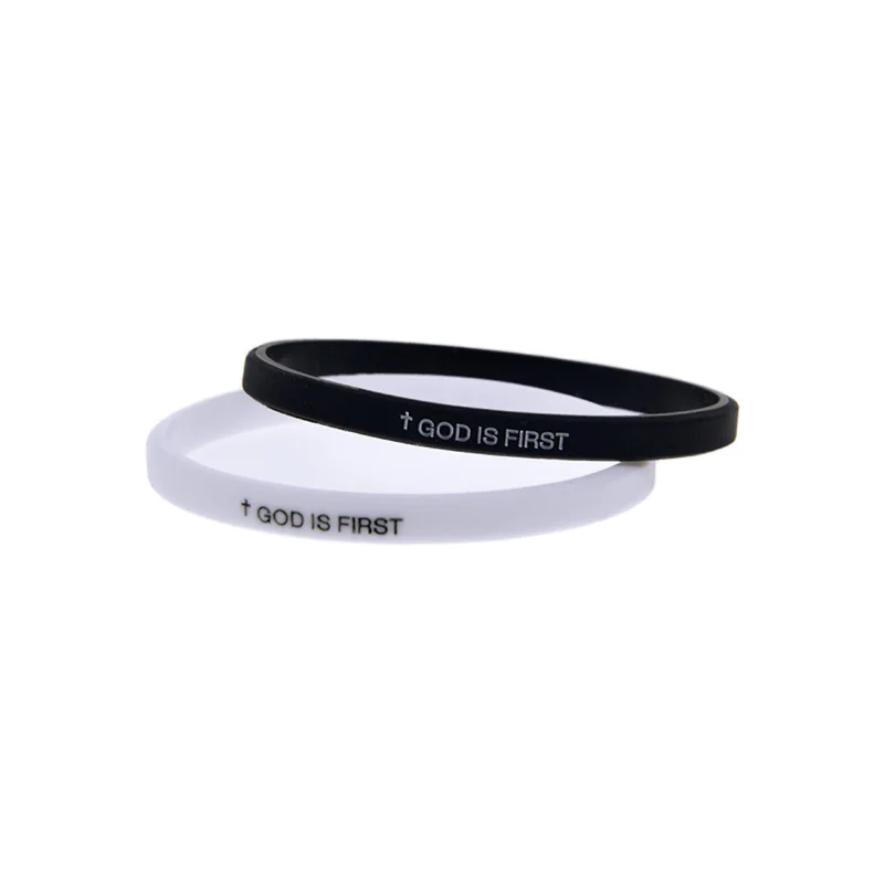 50 Stück Armbänder mit dem Motto „Glaube ist alles“, Silikon-Armbänder mit der Aufschrift „Gott steht an erster Stelle“, religiöse Geschenke für Veranstaltungen, Armreifen für Männer und Frauen. – Detail 4