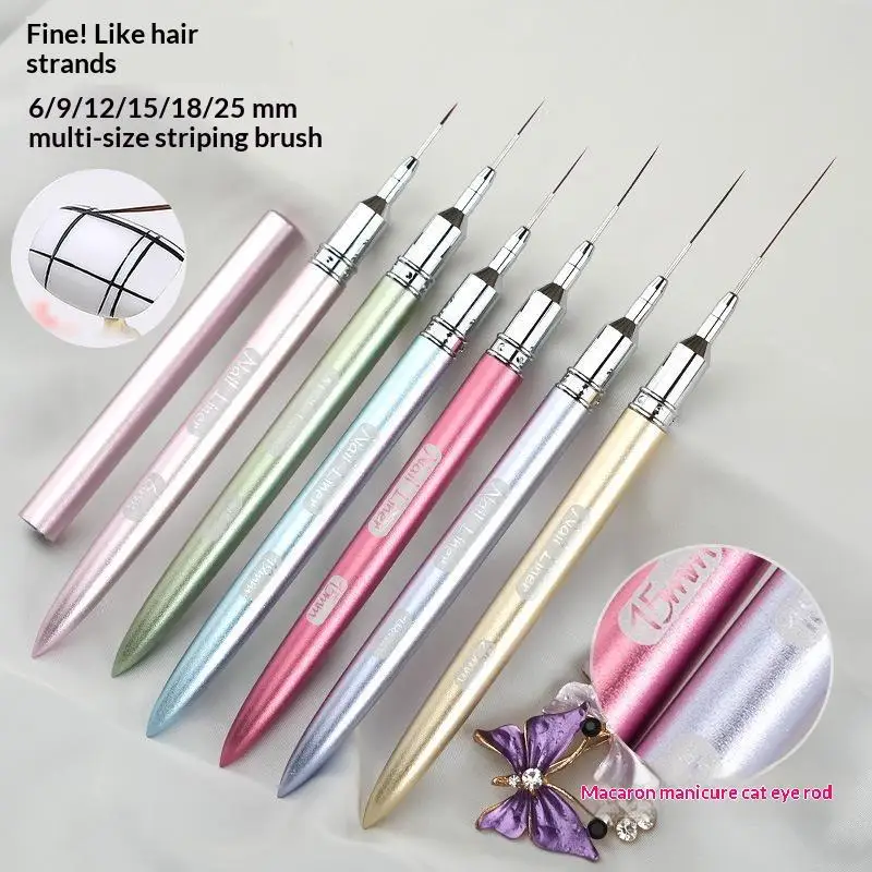 Professional Ultra Thin Nail Art Liner Brush Fine Line Drawing Pen 6-25mm Sizes for Nail Artist Daily Creation