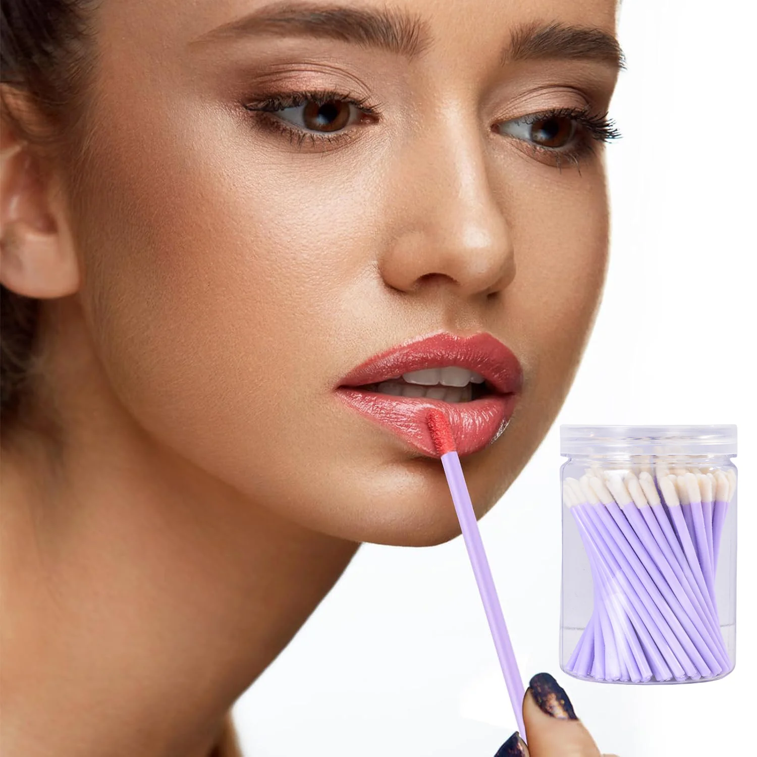 

100 шт. одноразовые палочки для губ, кисти для губ, кисти-аппликаторы для губной помады, палочка для блеска для губ, мягкий безворсовый макияж для глаз и губ