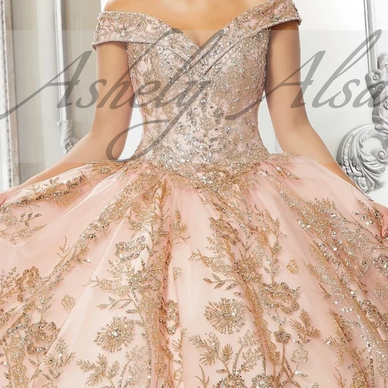 AA-N08 فستان Quinceanera المكسيكي الأزرق الداكن قبالة الكتف الدانتيل يصل الكرة ثوب المرأة حفلة موسيقية مناسبة خاصة ارتداء حفلة 15