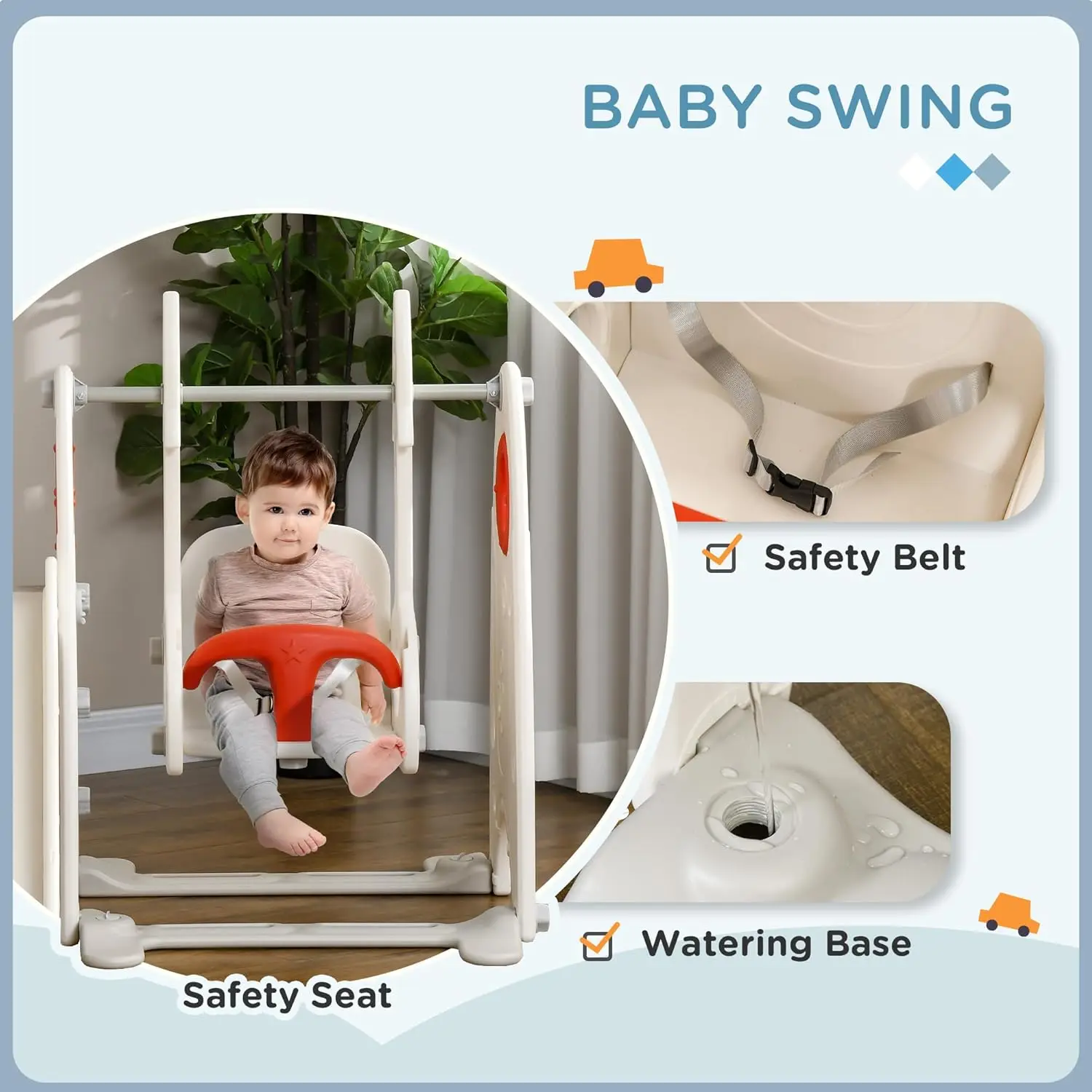 Conjunto de balanço para crianças pequenas, playground infantil 4 em 1 para crianças de 1 a 3 anos, conjunto infantil interno com escorregador, balanço, cesta de basquete, Cli