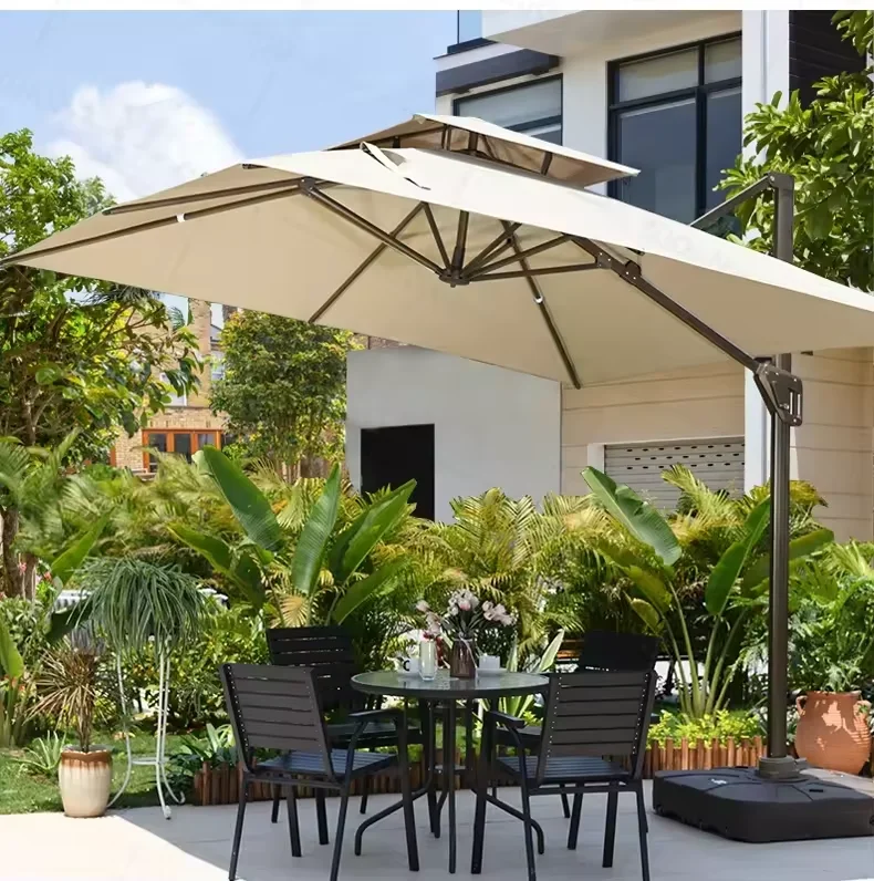 [MOJIA]Venice Lamp Stripe Garden Restaurant Outdoor Parasol Space Aluminum Rod Cheap A-mazon Top Selling Outdoor Umbrella