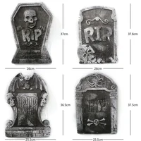 4pcs Halloween Yard Signs Tombstone Decoration Cemetery Foam Haunted House Graveyard for House Outdoor Party Prank Props 2