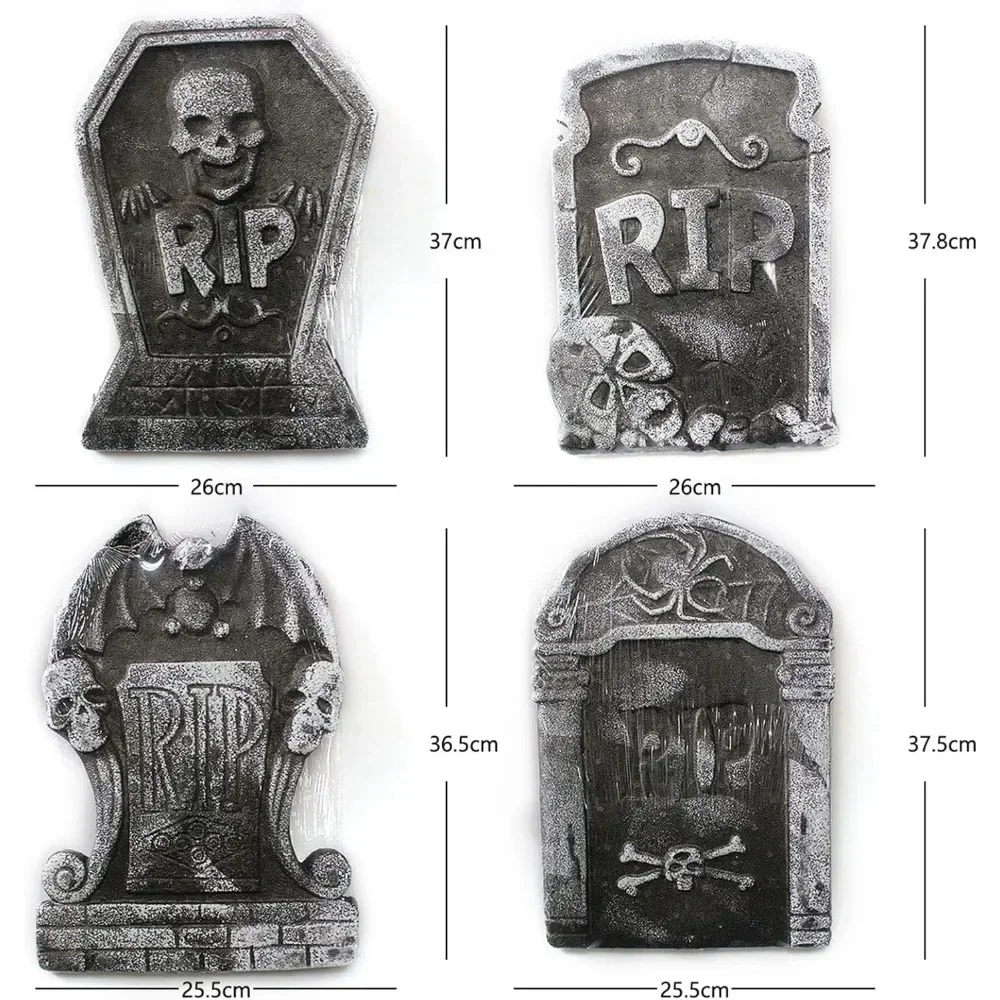 4pcs Halloween Yard Signs Tombstone Decoration Cemetery Foam Haunted House Graveyard for House Outdoor Party Prank Props