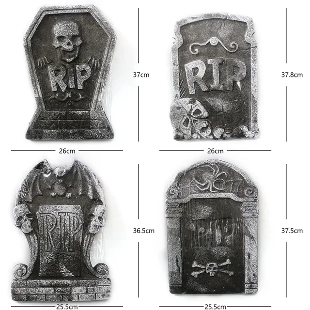 4pcs Halloween Yard Signs Tombstone Decoration Cemetery Foam Haunted House Graveyard for House Outdoor Party Prank Props 2