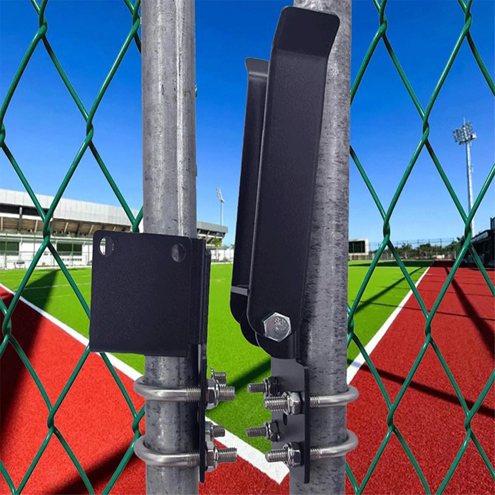 Farm Gate Latch Chain Link Fence Double Gate Latch Lockable Heavy Duty Hinges Strong Connection Hardware for Outdoor Barn