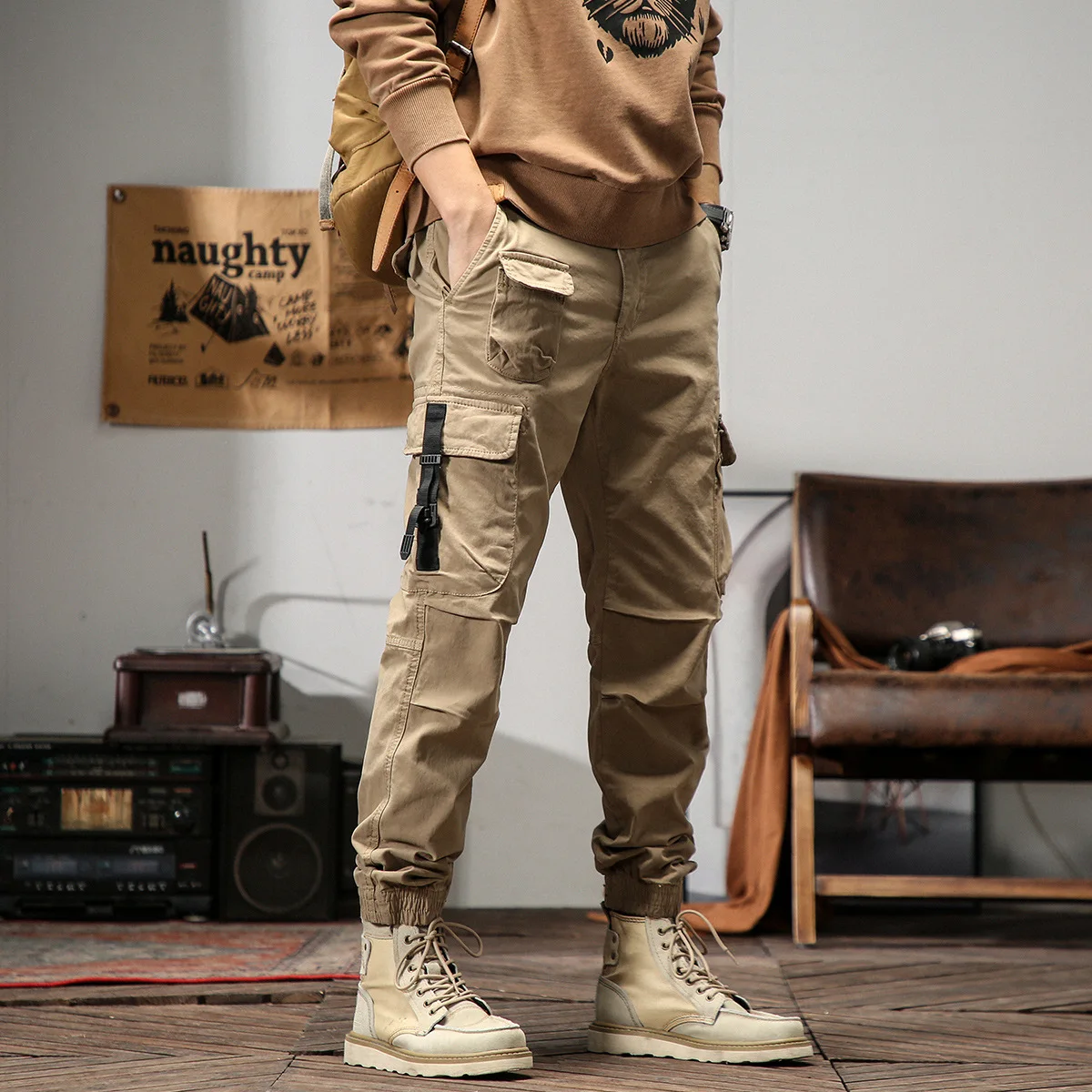 7 Pockets Cargo Pants Men Cloth Denim Vintage Khaki Joggers Casual Pants Trousers For Men Cotton Spring Autumn Military Broeken