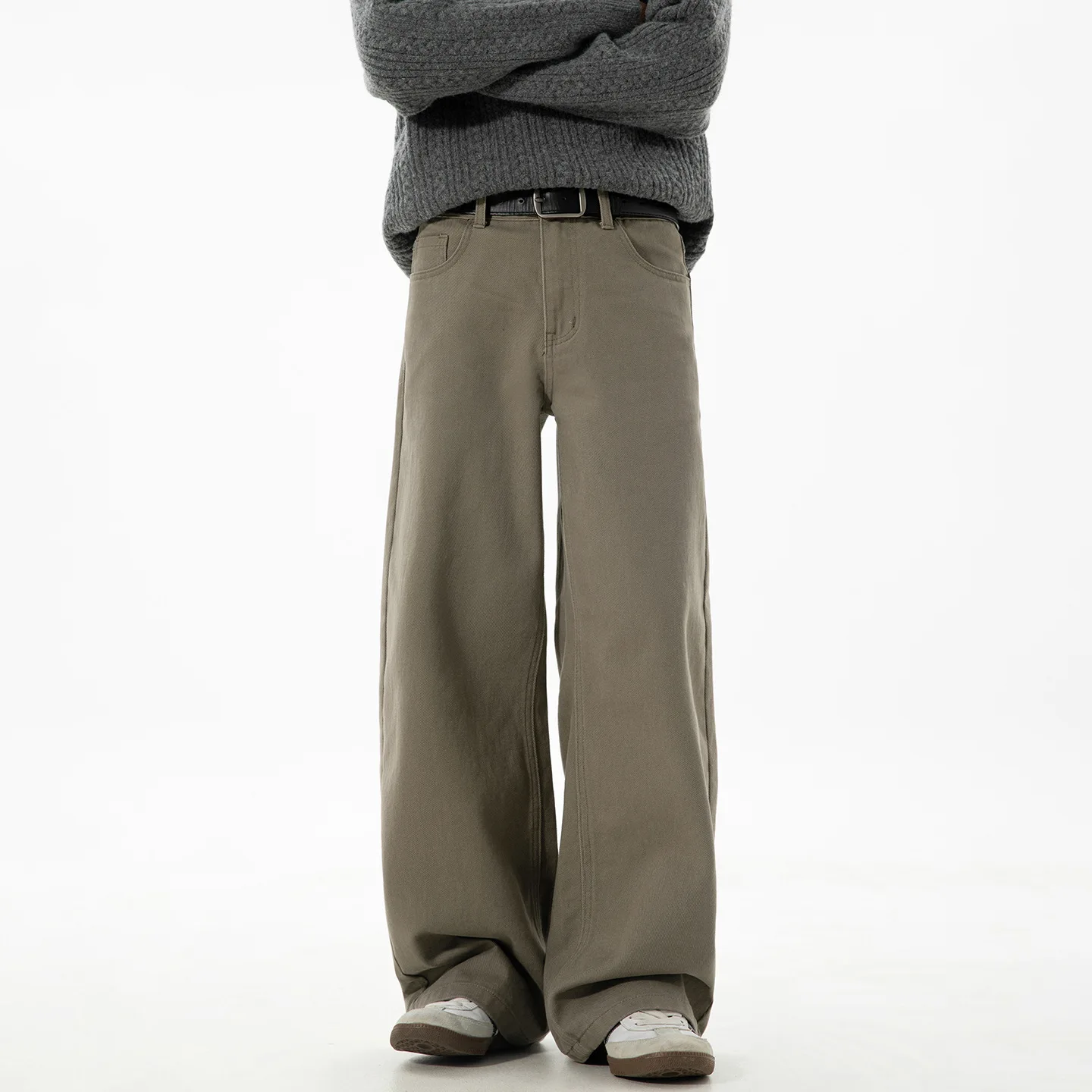 2025 stile giapponese nuovi uomini di moda tinta unita allentato dritto gamba larga casual trendy semplice pantaloni di base pantaloni maschili