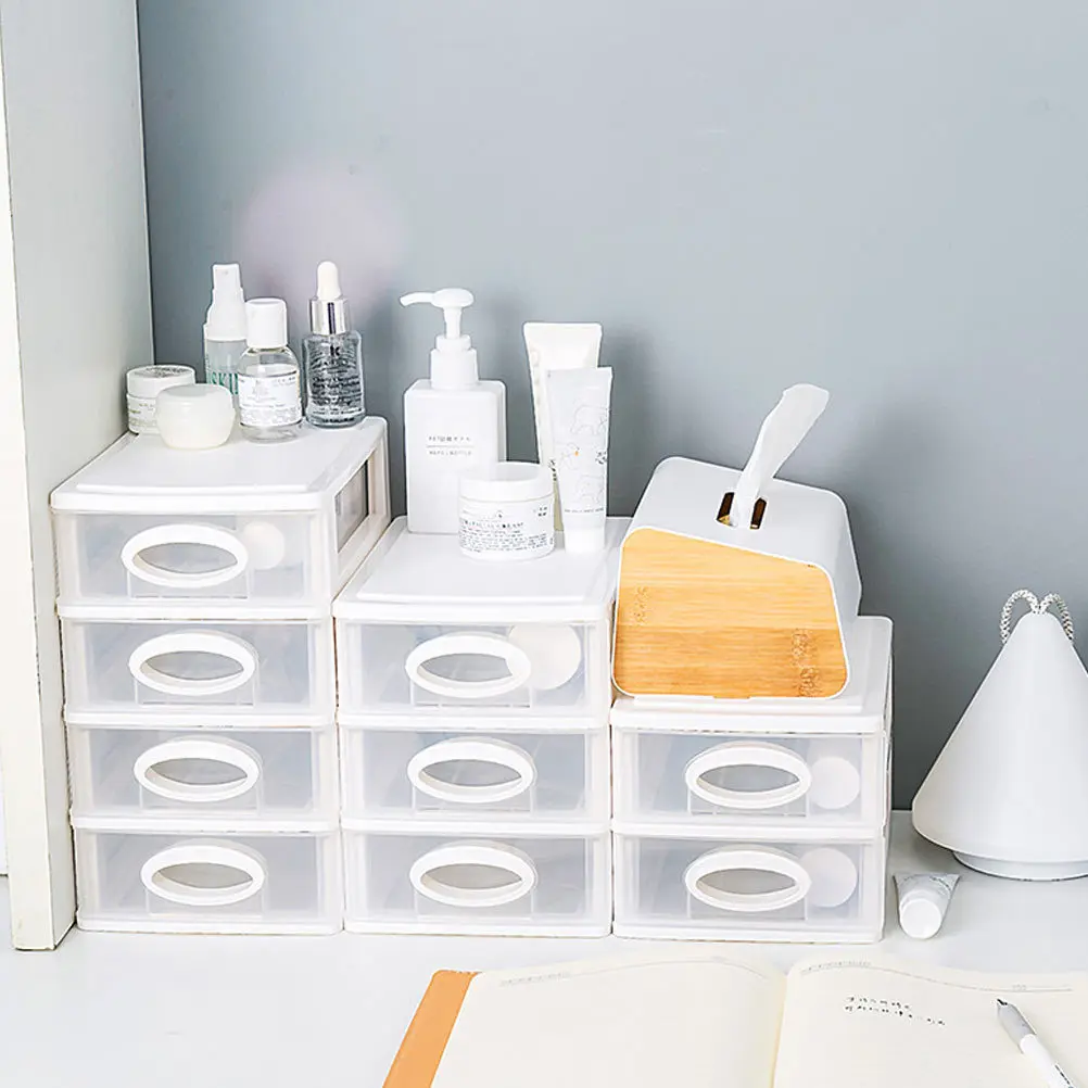 

1pc Desktop Storage Box 3-Layer Plastic Organizer For Cosmetics Stationery Home Bathroom Dorm Drawer Cabinet Thickened