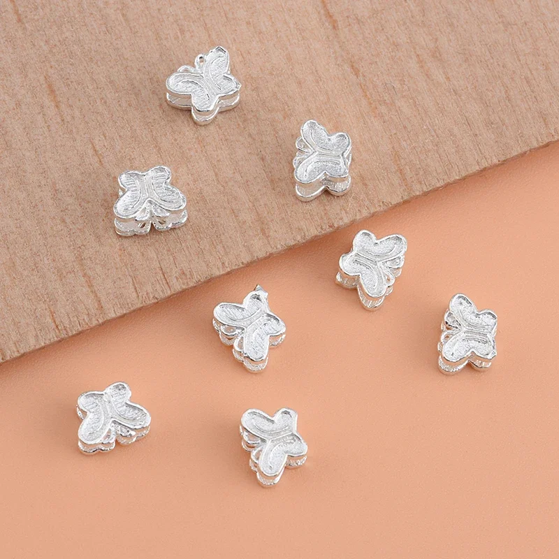 

10PCS 925 sterling silver butterfly beads loose beads creative handmade DIY beaded material bracelet accessories