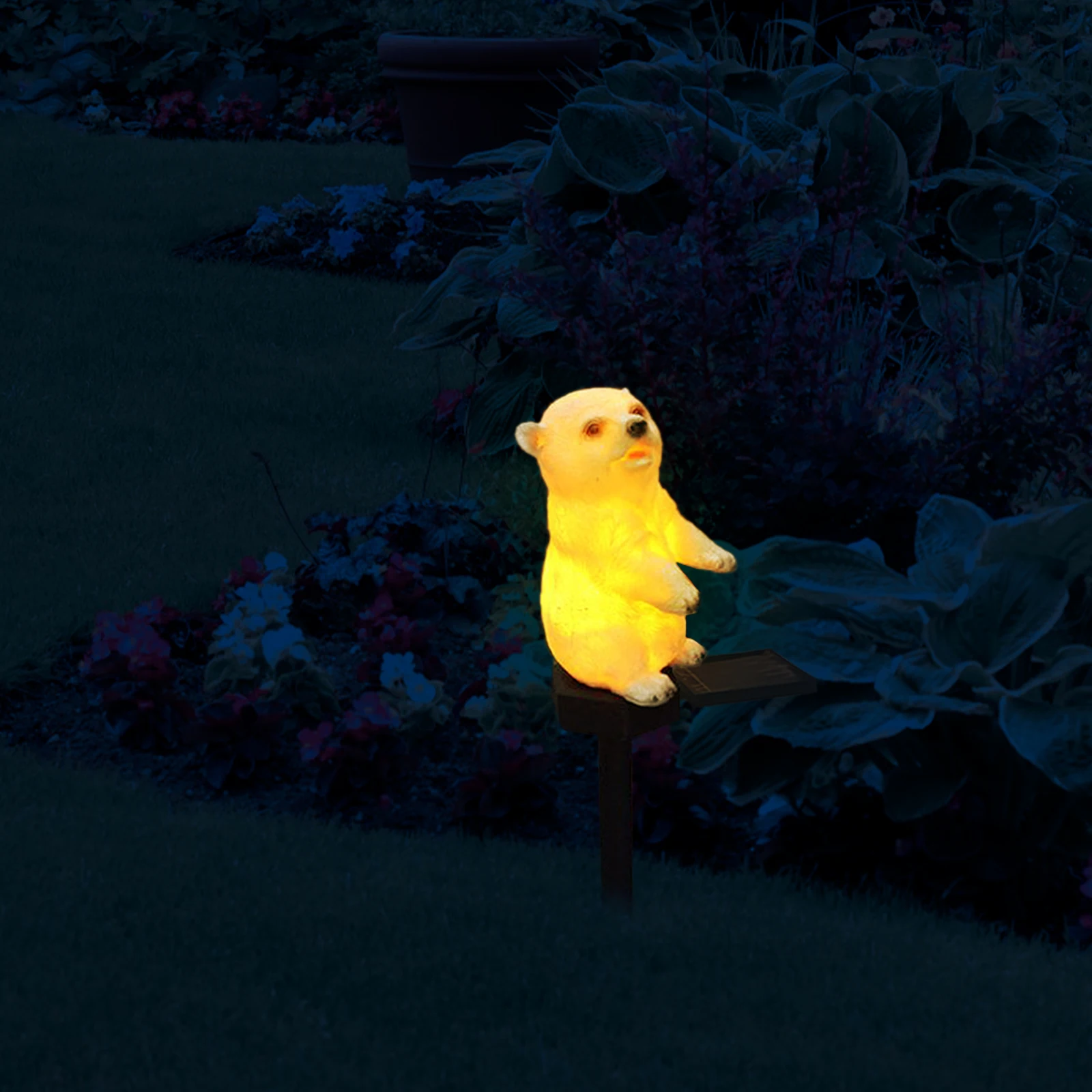 

Bear Resin Lawn Lamp Outdoor Cartoon Animal Garden Light Ground Inserted LED L Lighting Save Energy Durability