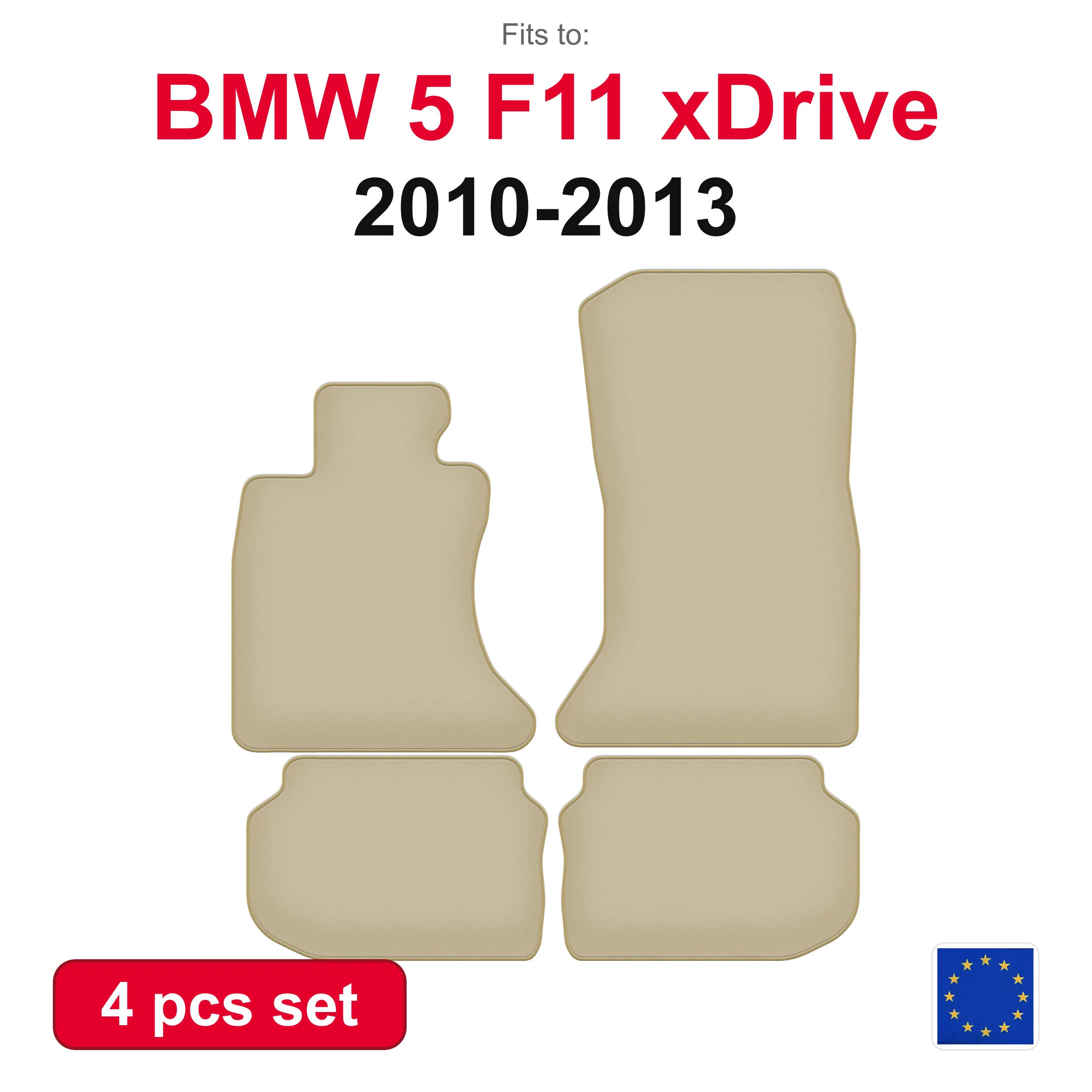 PREMIUM Velour-Autofußmatten für BMW 5 F11 xDrive Kombi Touring (2010-2013) - beige, passgenau (4-teilig) Auto-Fußmatten-Set
