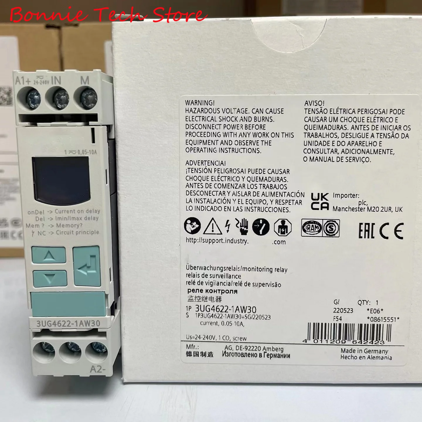 3UG4622-1AW30-monitoreo de corriente de relé de monitoreo Digital para Siemens, 22,5mm de 0,05-10 A AC/DC 0vershoot y undershoot