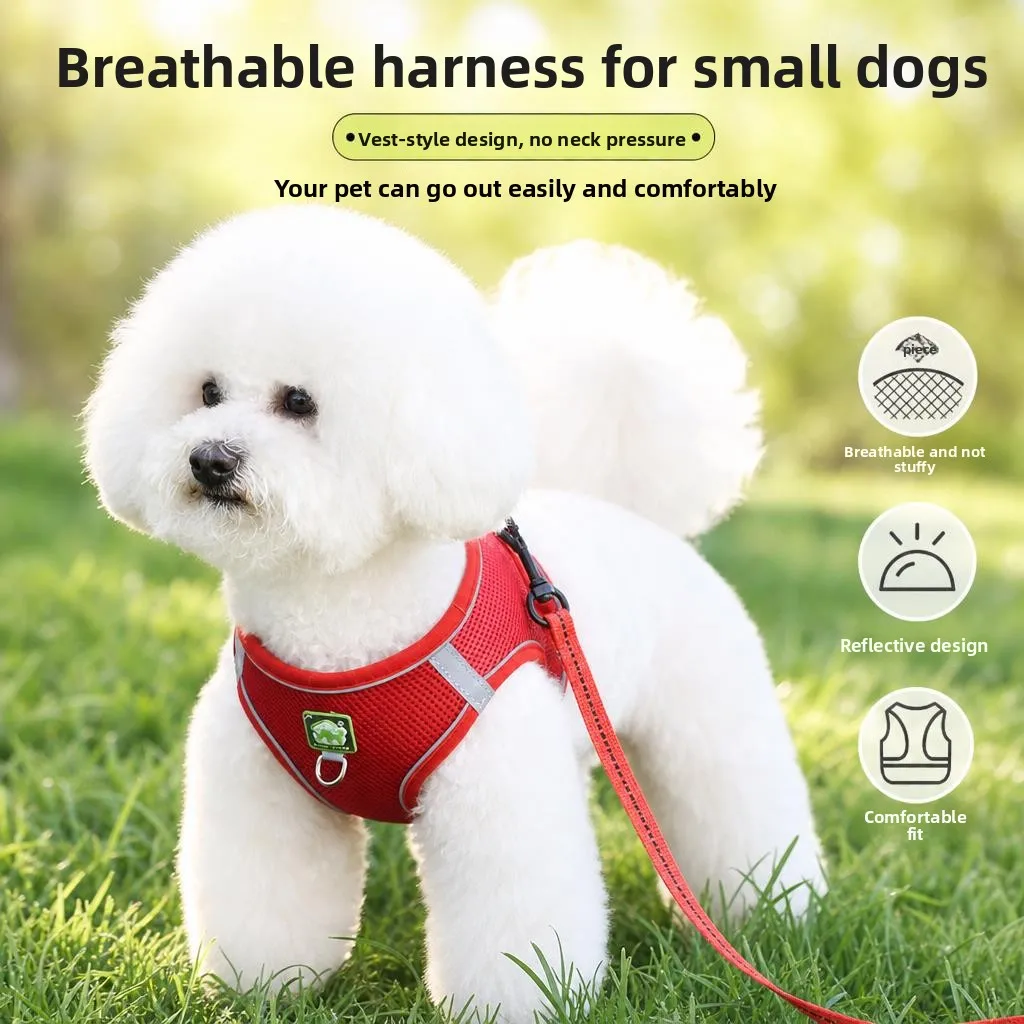 

Small Dog Leash Puppy Style Walking Dog Vest Chain Harness Bear Teddy Bichon Dog Leash Pet Supplies Reflective Training Harness