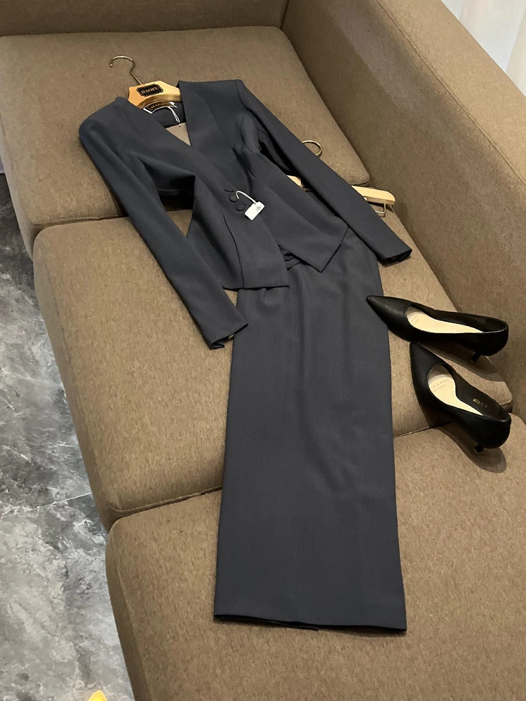 

ay Profional Suit Set Women's Elegance Two-Piece Set Korean High-End Feeling C33338 Faionable Workwear Ensemble