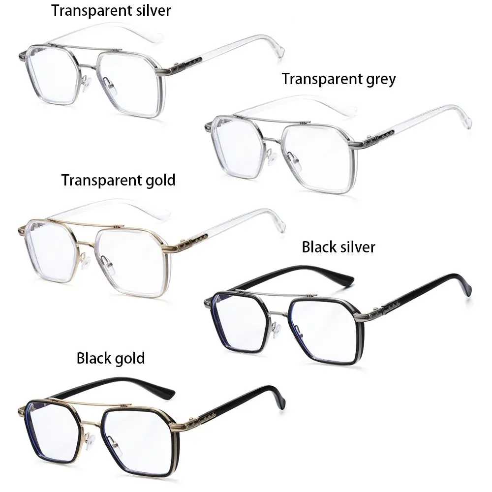 Glasses Reduces Eye Strain Double frame Retro UV Protection Anti Blue Light Reading Glasses Eyeglasses Flat Mirror Eyewear