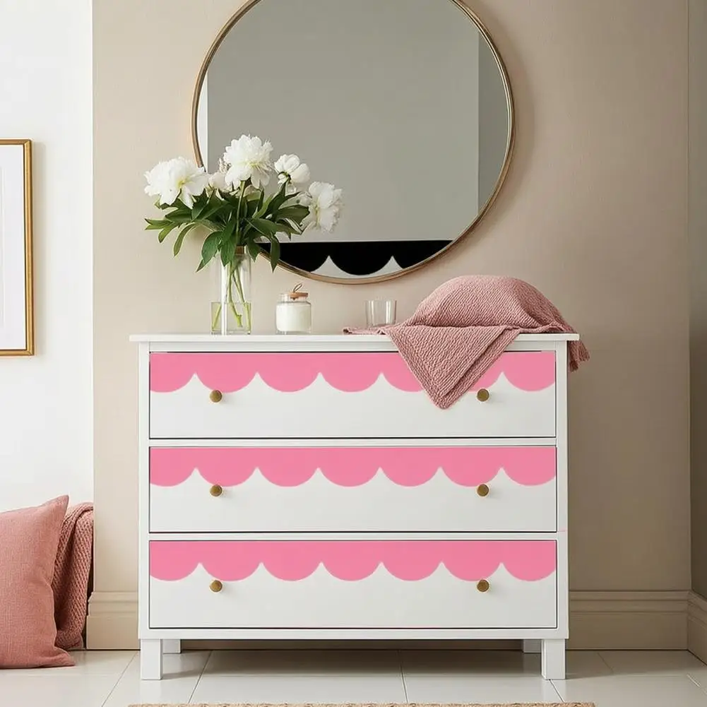 4Pcs Scalloped Border Wall Decals Half Arch Geometric Peel and Stick Wall Stickers Semi Circle Scallop Edge Decor for Home Decor