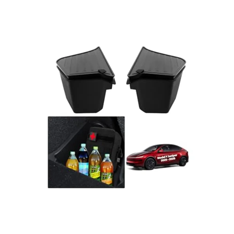 

for Tesla Trunk Storage Bins Model Y Juniper 2026 2025 Refresh Rear Organizer with Lid Trunk Side Storage Box Model Y Interior