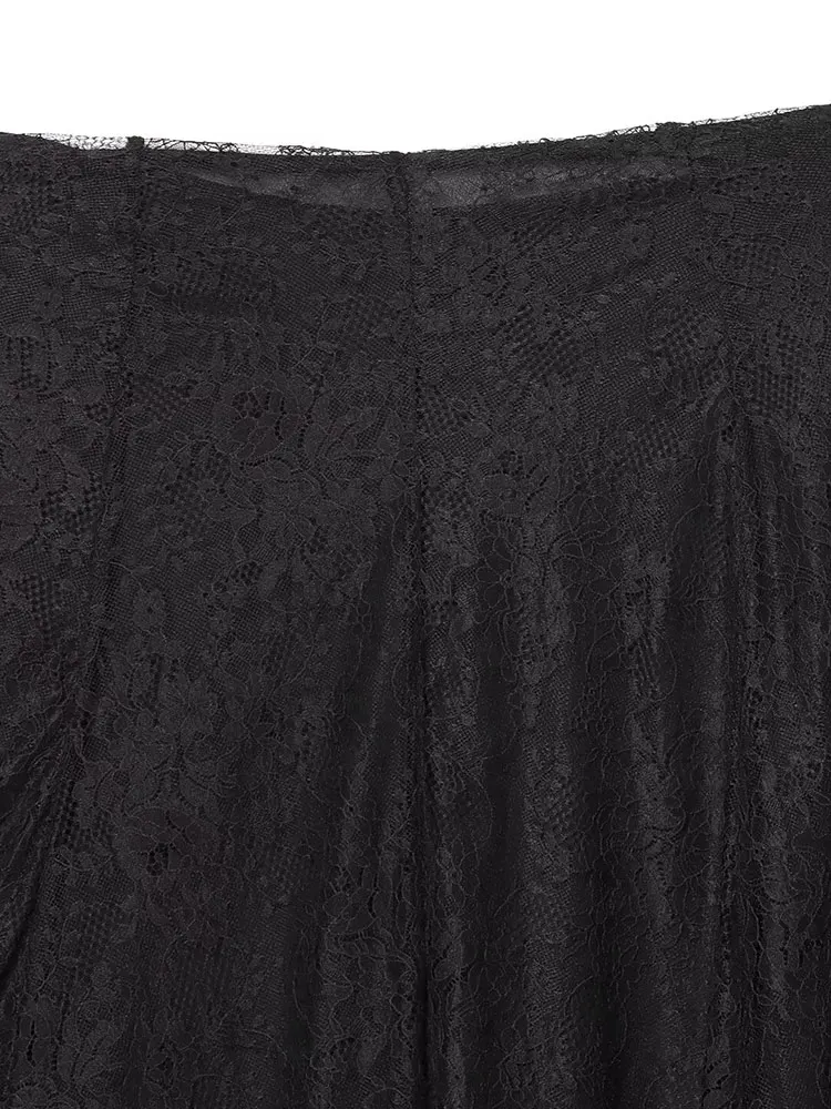 NLZGMSJ Elegant Sexy Chic Women Skirt Lace Solid Skirt New Fashion 2025 Autumn Holiday Party Skirt