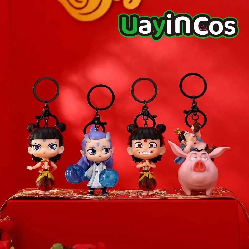 Official Original Ne Zha 2 Demon Nezha Aobing Taiyi Zhenren Stuffed 10cm Plushies Doll Clothes Bag Pendant Keychain Anime Toy K