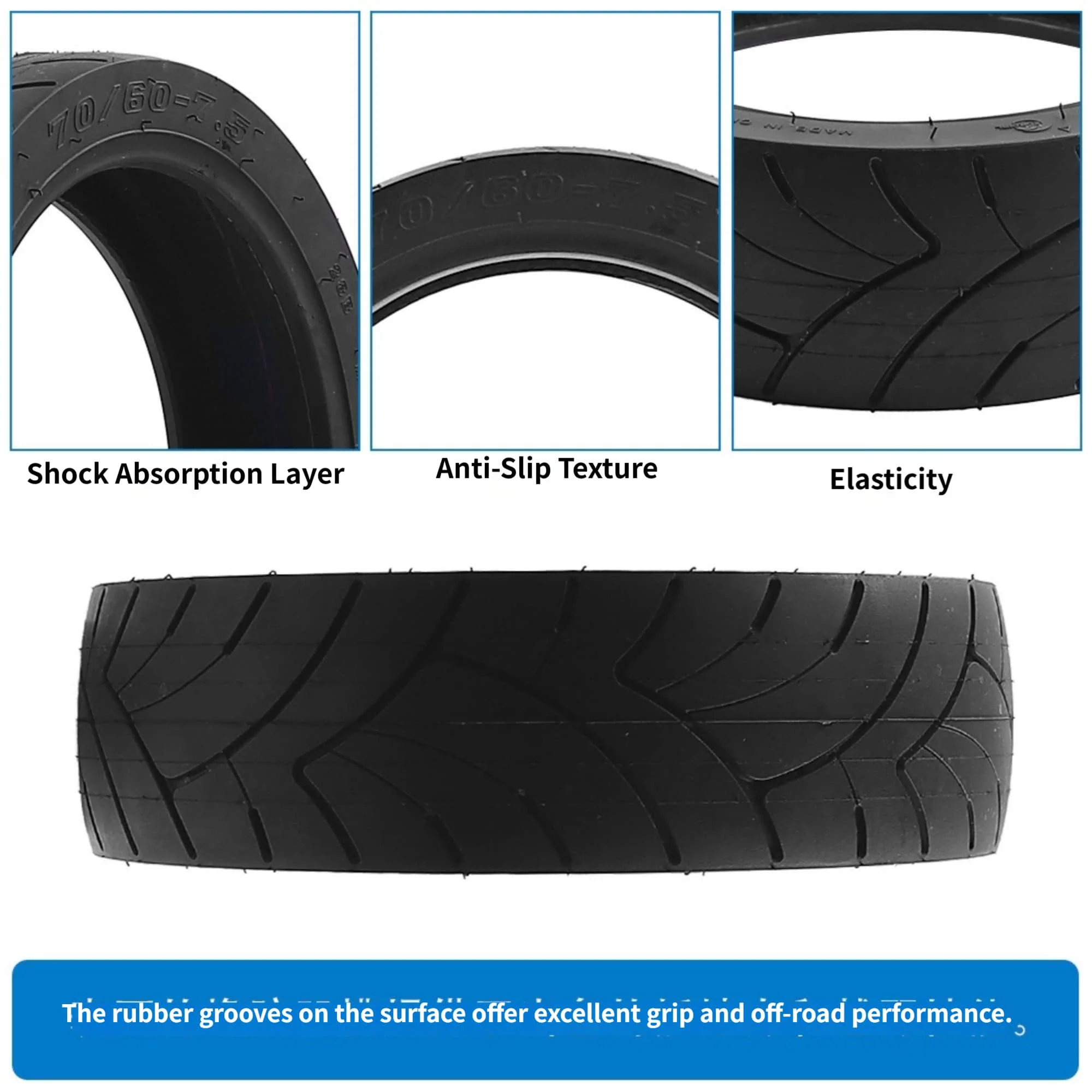 Electric Scooter Tire Replacement Tubeless Tire Shock Absorbing Tire 70 60-7.5 Tubeless Tire Lightweight Design