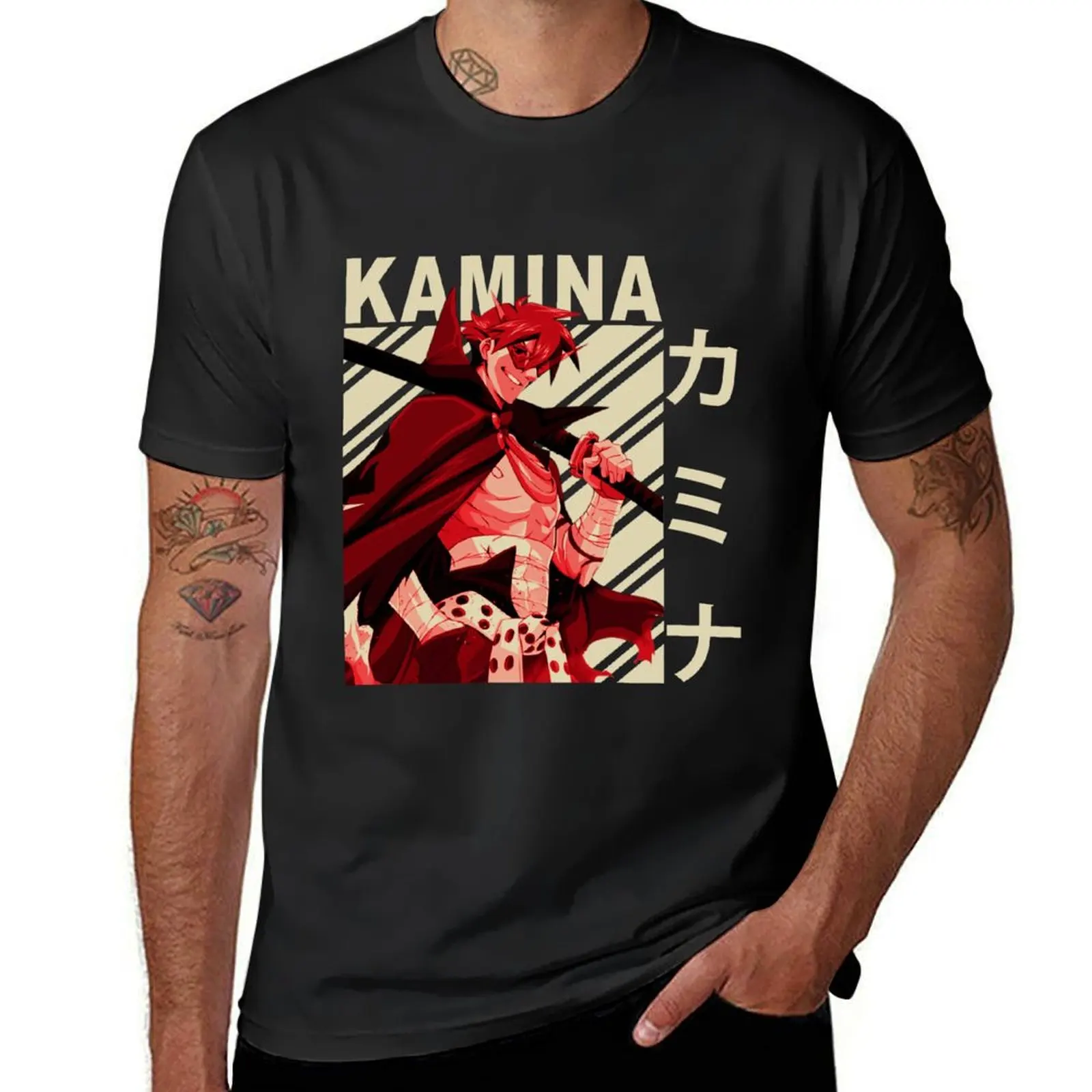 Kamina - Vintage Art T-Shirt sports fans anime shirts graphic tees cute tops Short sleeve tee men