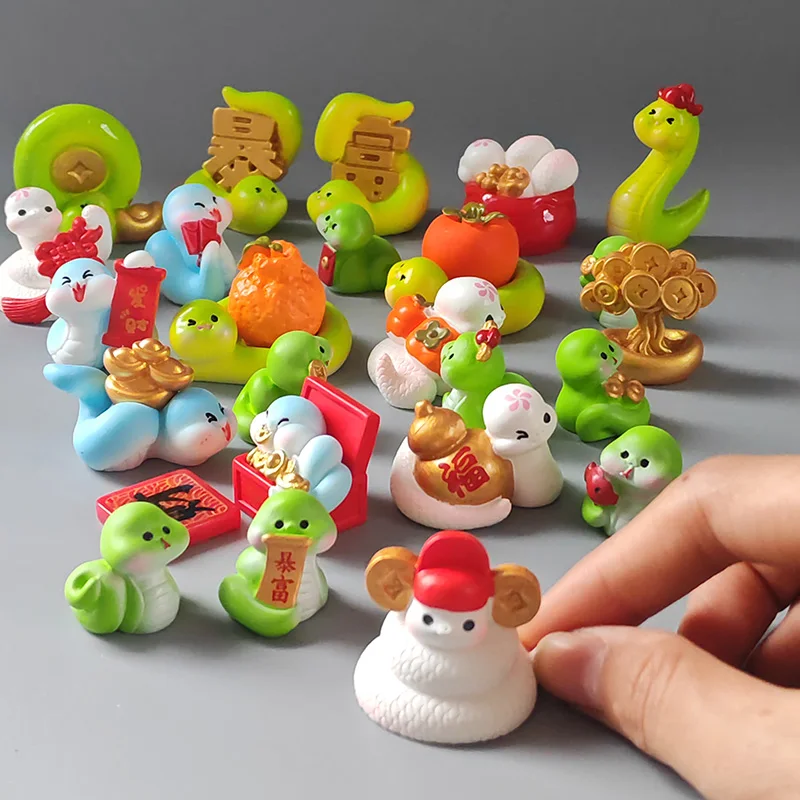 6~16 PCS Christmas New Year Snake Figurine Diy Home Kawaii Room Decor Miniature Fairy Garden Decor Accessories New Year Gift
