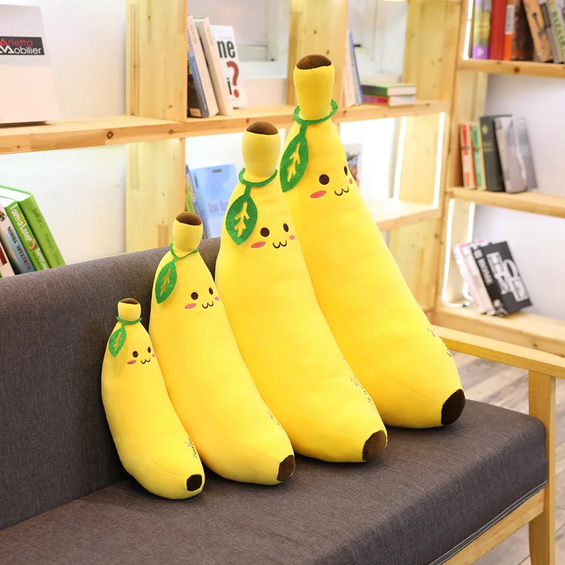 Jouet en peluche banane de dessin animé 35-120CM, oreiller en forme de banane, super doux, jouets pour enfants, décoration de la maison pour bébés, cadeau de Noël