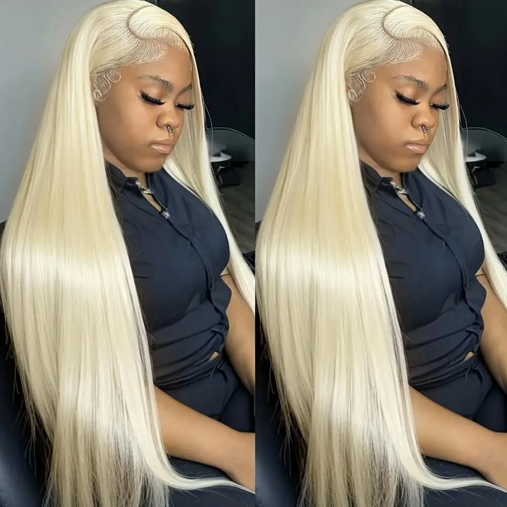 شقراء 613 شعر مستعار مستقيم شعر الإنسان 13x6 HD الدانتيل الجبهة خصلات الشعر المستعار الإنسان 200% الكثافة 613 الدانتيل الجبهة البرازيلي ريمي شعر مستعار 26 بوصة #2