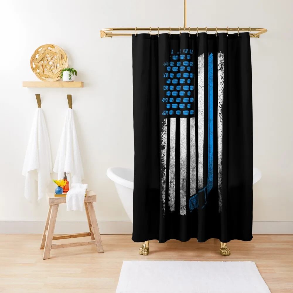 American Flag Hockey USA Patriotic Gift Shower Curtain Modern Bathroom Accessories Bathroom Fabric Curtain